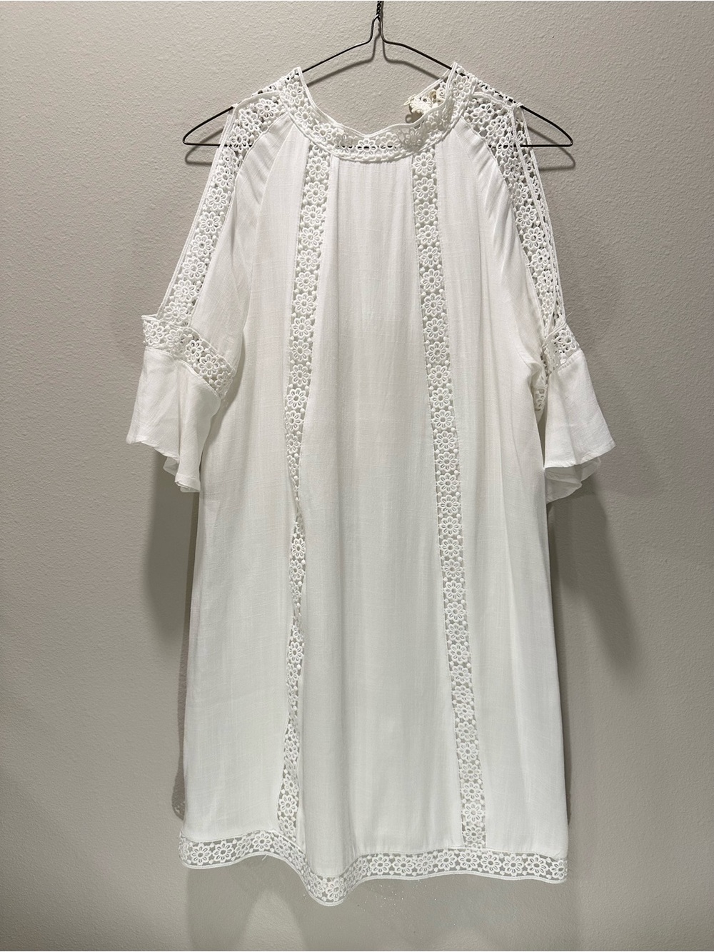 miami White Lace-Trim Mini Dress